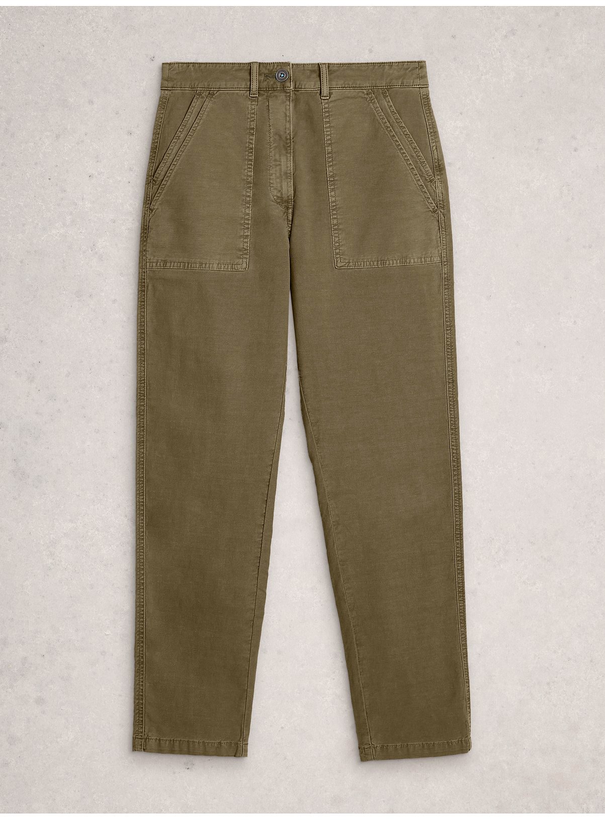 WHITE STUFF Twister Chino Trouser With Linen Khaki 14 - Image 5 thumbnail