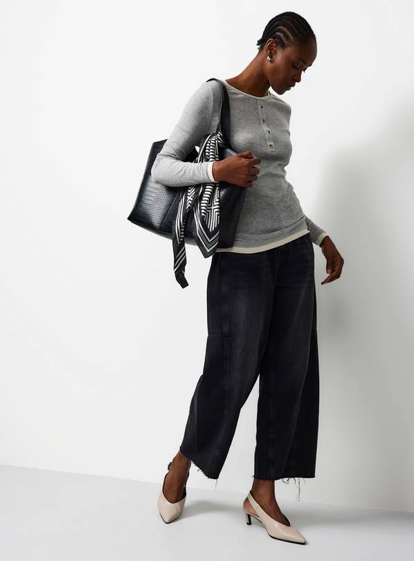 Grey Marl Mock Layer Henley Top 14