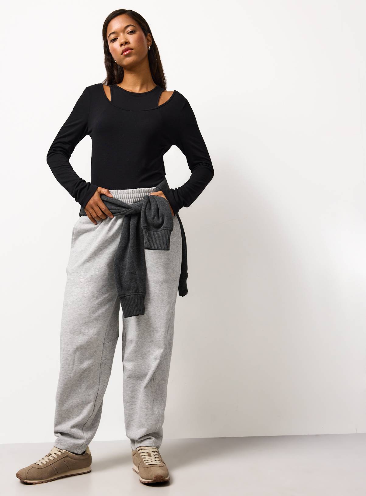 Black Double Layered Long Sleeve Top 18 - Image 2