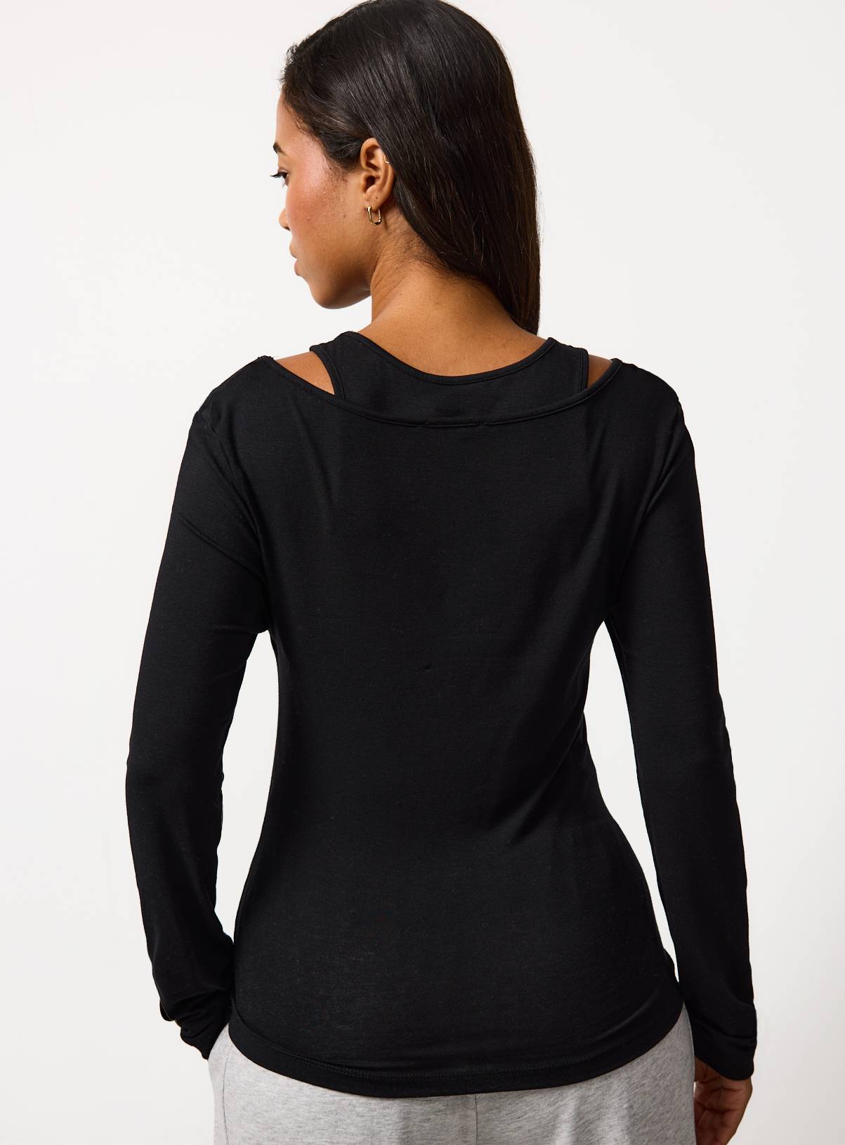 Black Double Layered Long Sleeve Top 18 - Image 4