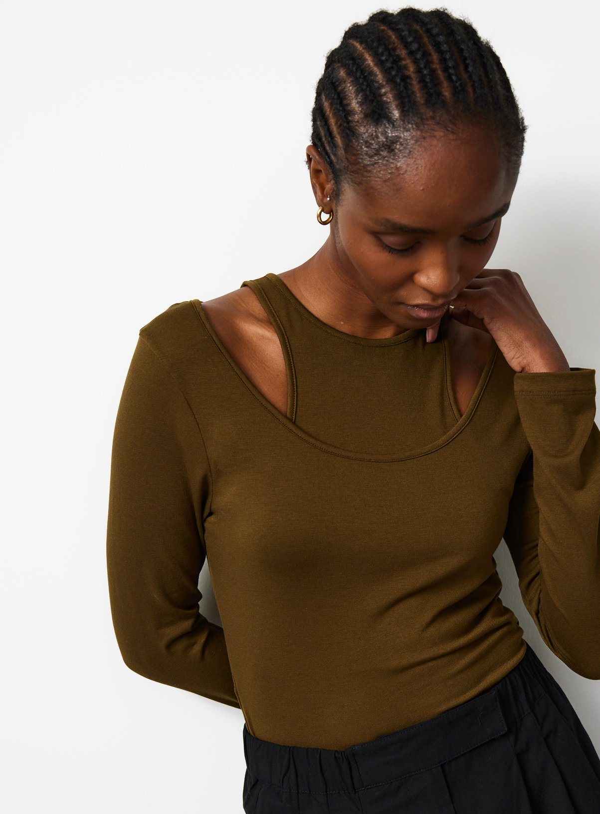 Green Double Layered Long Sleeve Top 20 - Image 3 thumbnail