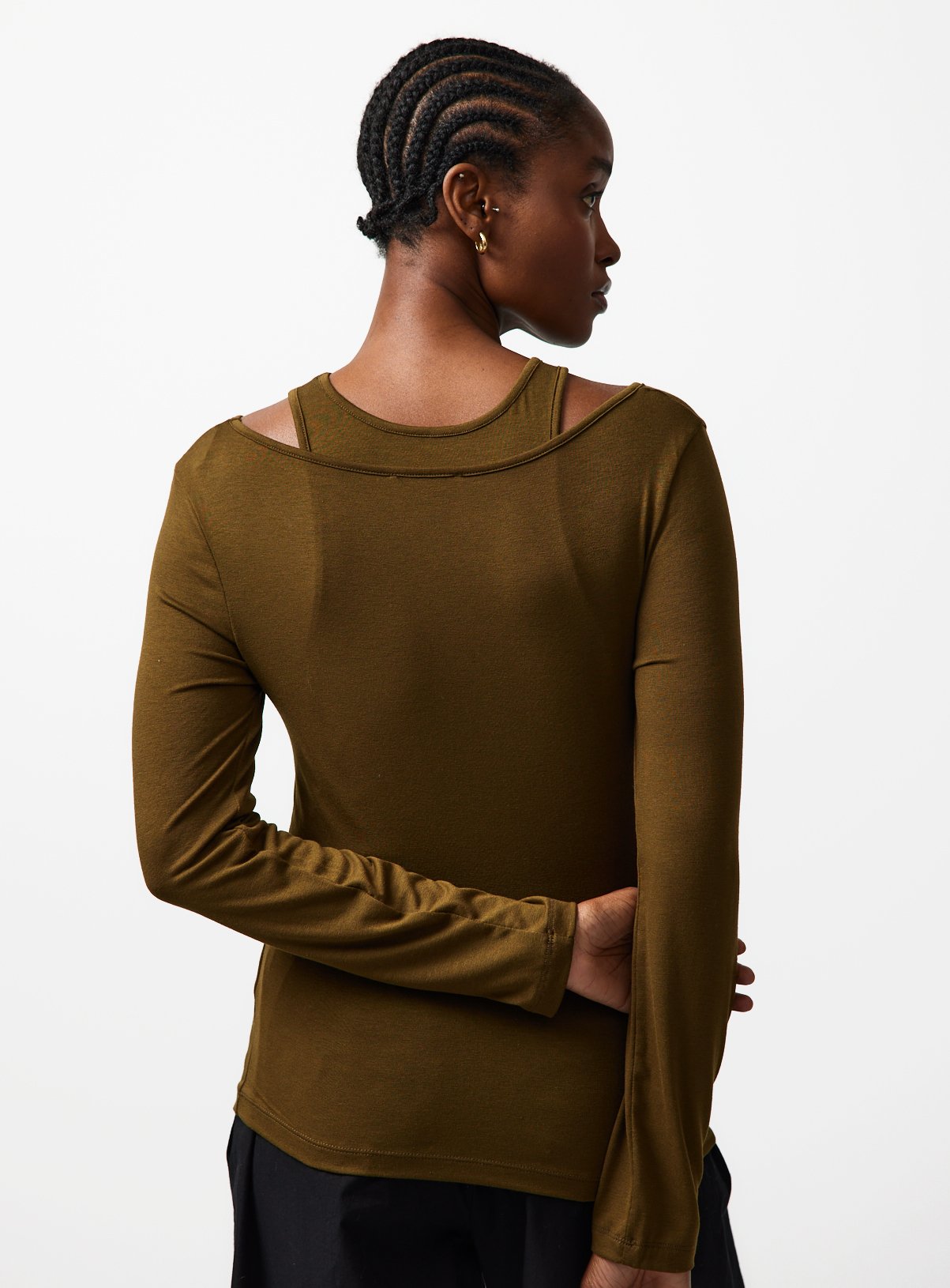 Green Double Layered Long Sleeve Top 20 - Image 4 thumbnail