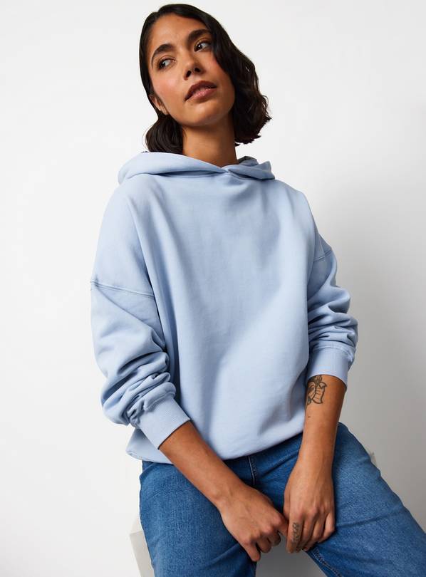 Blue Pure Cotton Oversized Fit Hoodie L