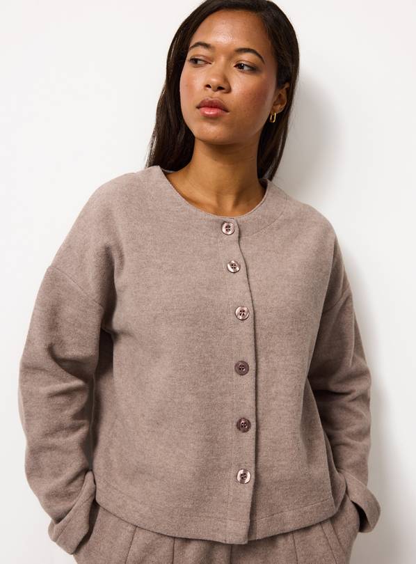 Mocha Button Soft Touch Co-ord Cardigan XS