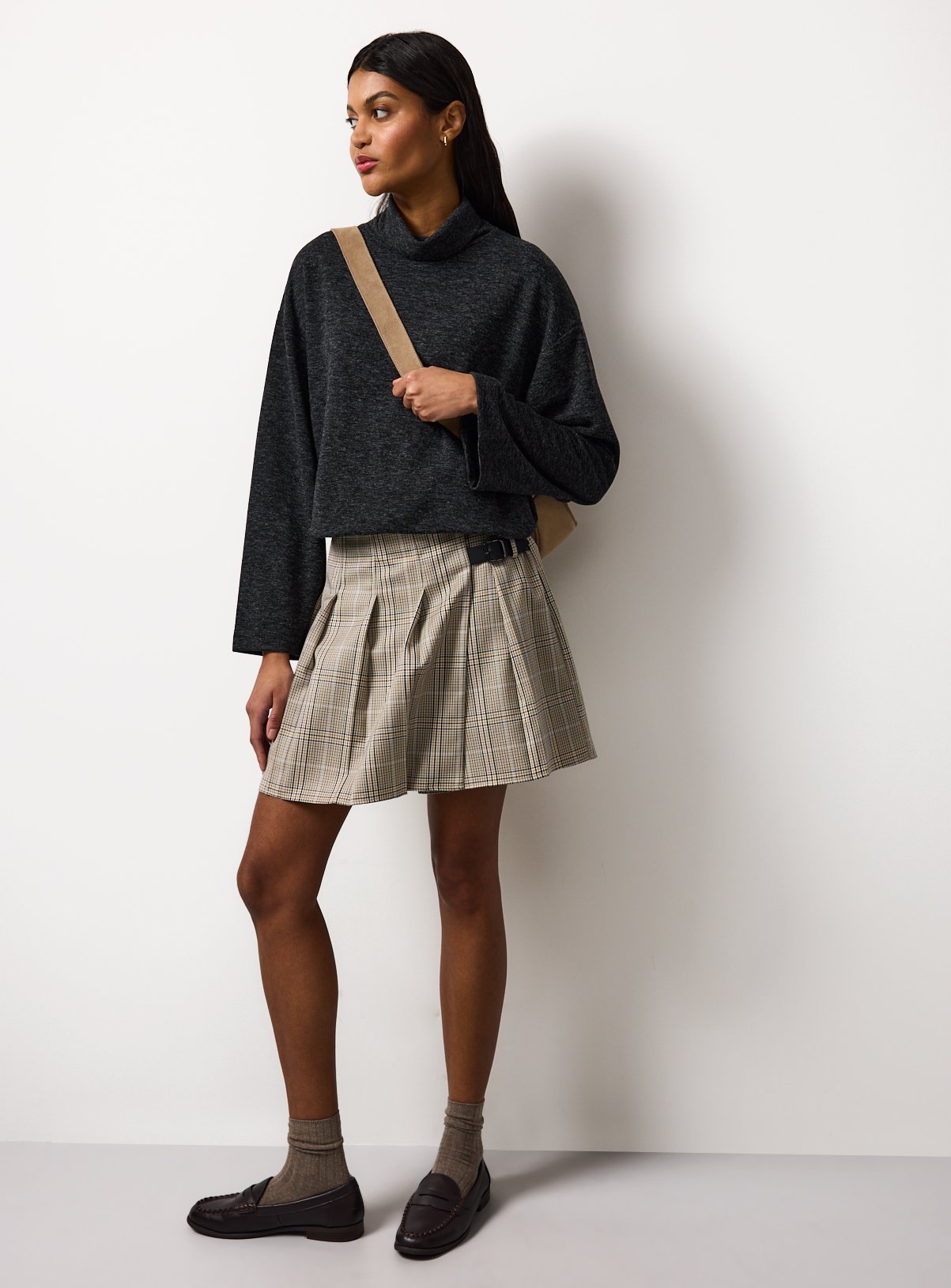 Charcoal Roll Neck Long Sleeve Co-ord Top M - Image 2 thumbnail