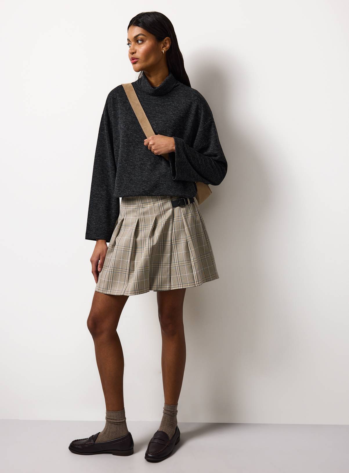 Charcoal Roll Neck Long Sleeve Co-ord Top M - Image 2
