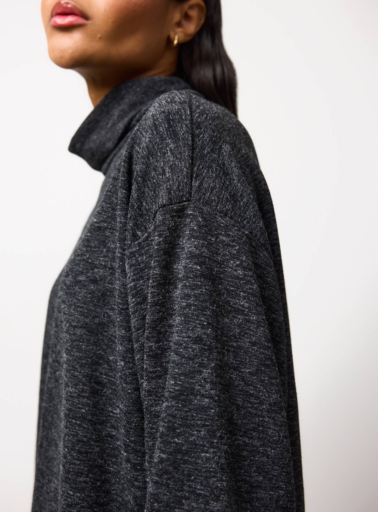 Charcoal Roll Neck Long Sleeve Co-ord Top M - Image 3