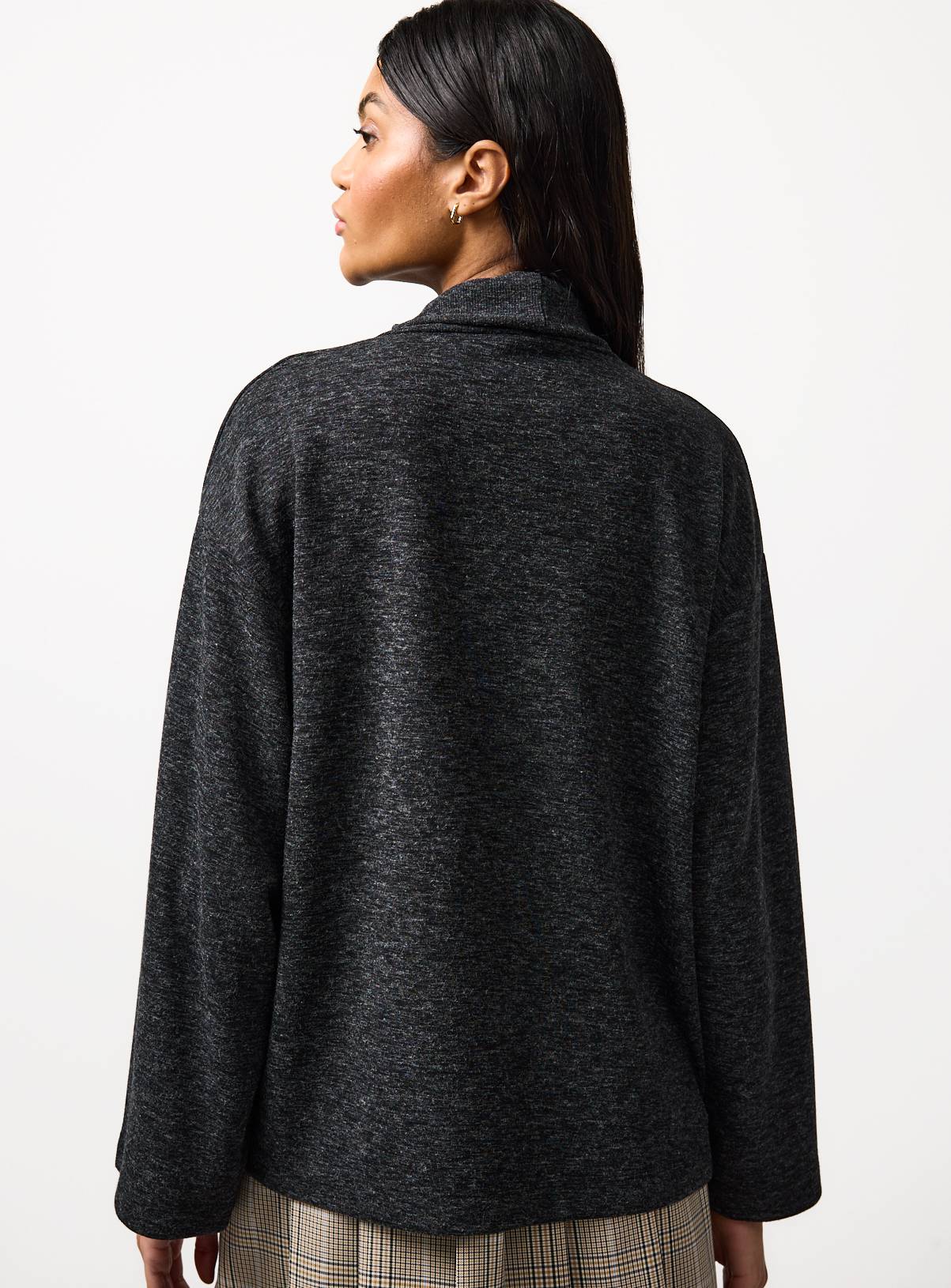 Charcoal Roll Neck Long Sleeve Co-ord Top M - Image 4