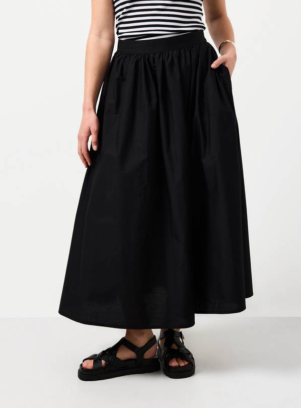 Black Poplin Fabric Midaxi Full Skirt 20