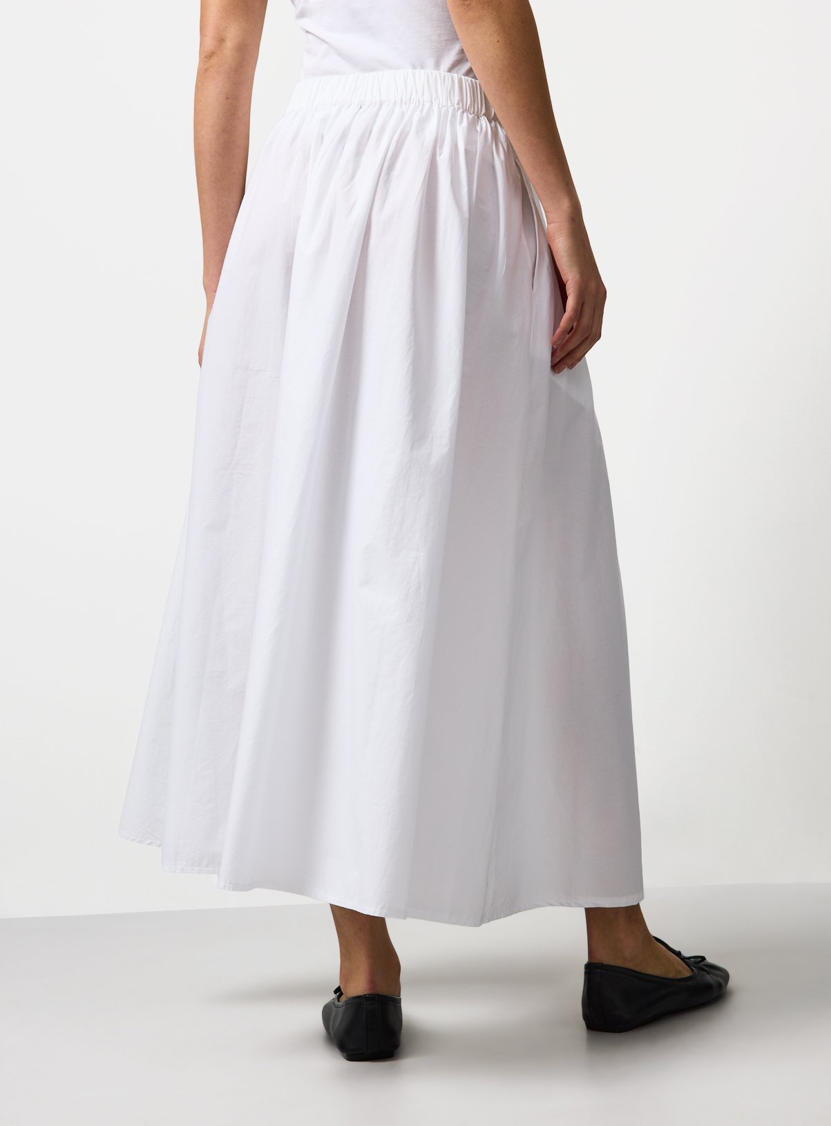 White Poplin Fabric Midaxi Full Skirt 18 - Image 4 thumbnail