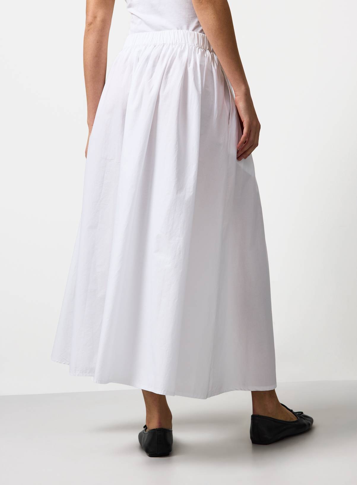 White Poplin Fabric Midaxi Full Skirt 18 - Image 4