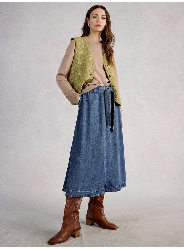 WHITE STUFF Lexi Denim Midi Skirt 18