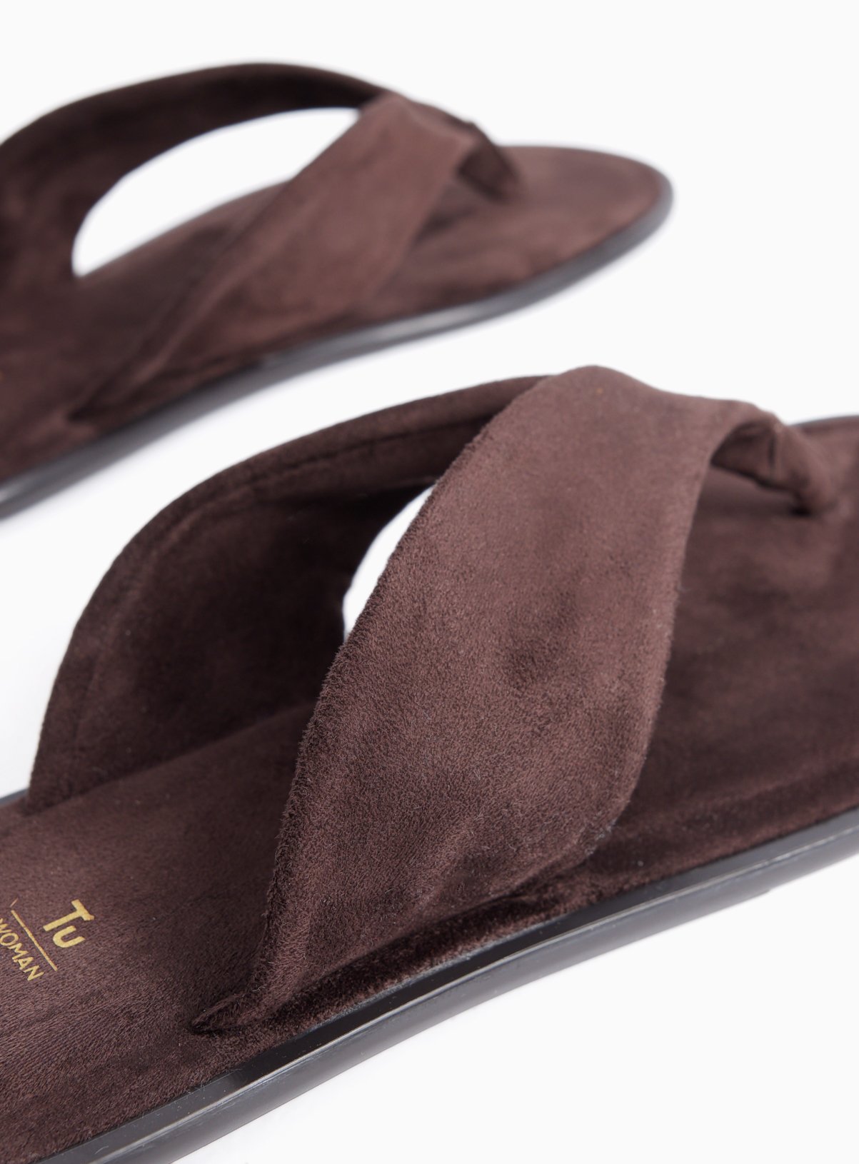 Brown Faux Suede Toe Post Sandals 7 - Image 4 thumbnail