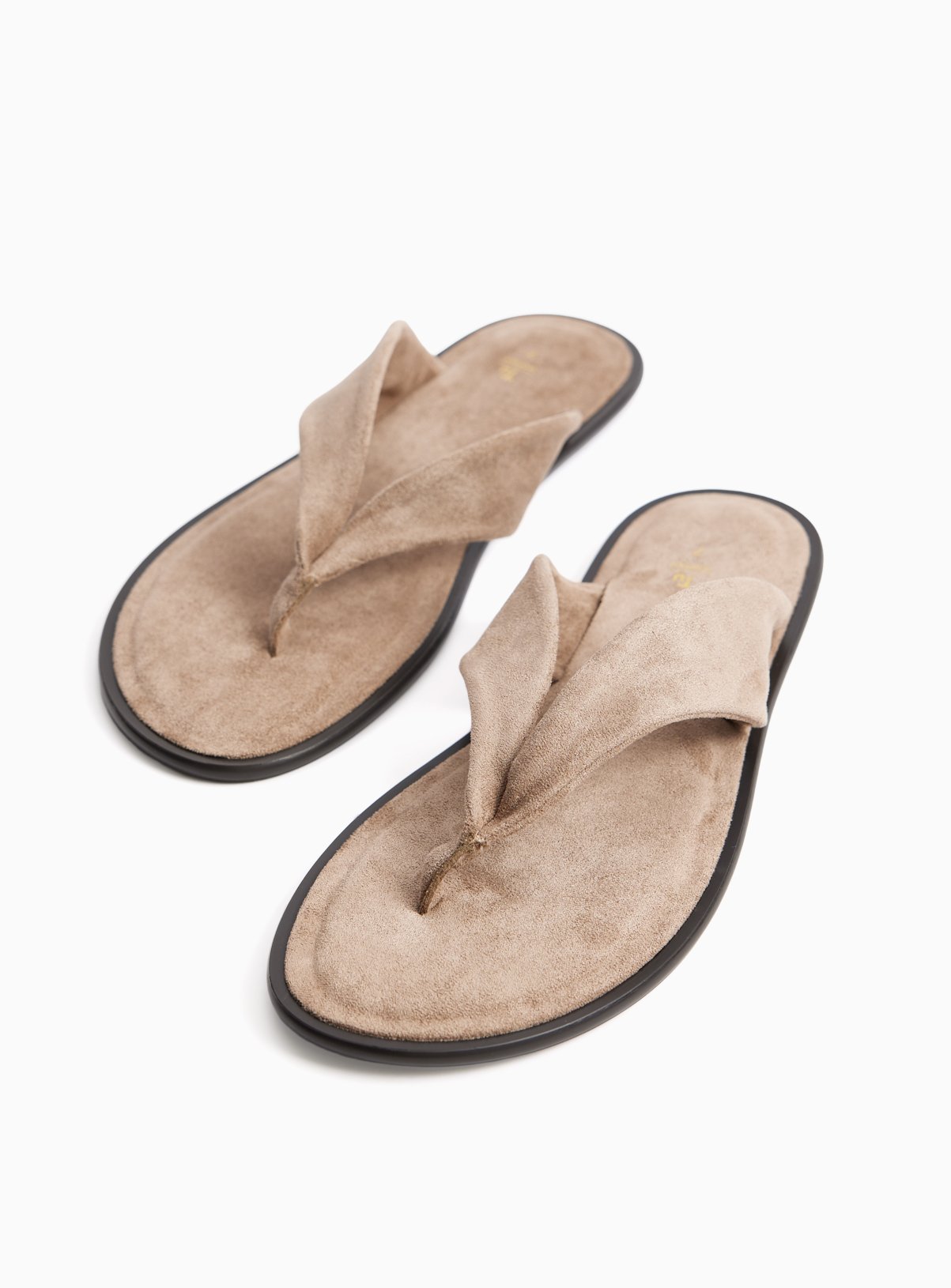 Neutral Faux Suede Toe Post Sandals 8 - Image 2 thumbnail