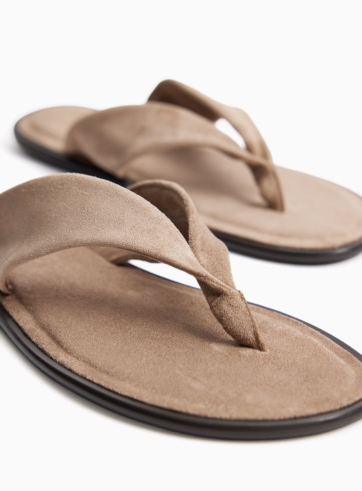 Neutral Faux Suede Toe Post Sandals 8 - Image 3 thumbnail