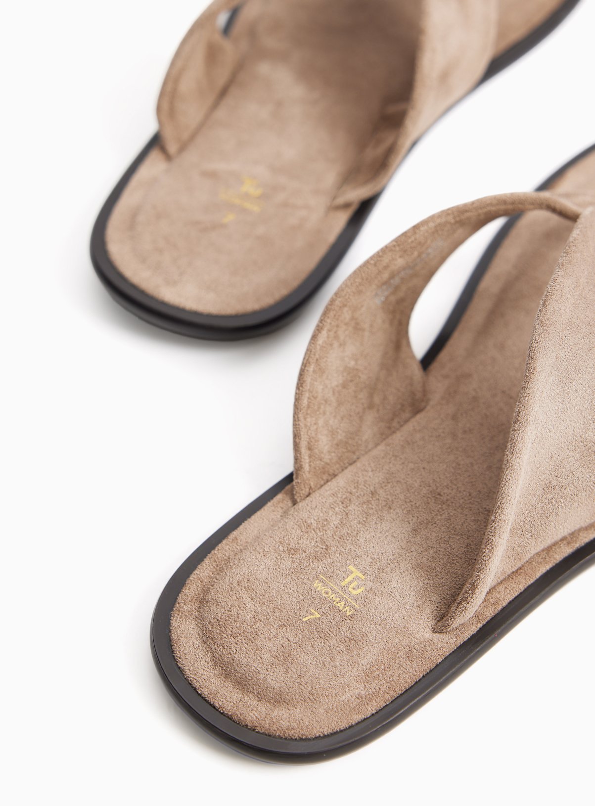 Neutral Faux Suede Toe Post Sandals 8 - Image 4 thumbnail