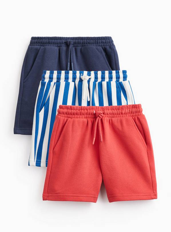 Plain & Stripe Print Shorts 3 Pack 7-8 years