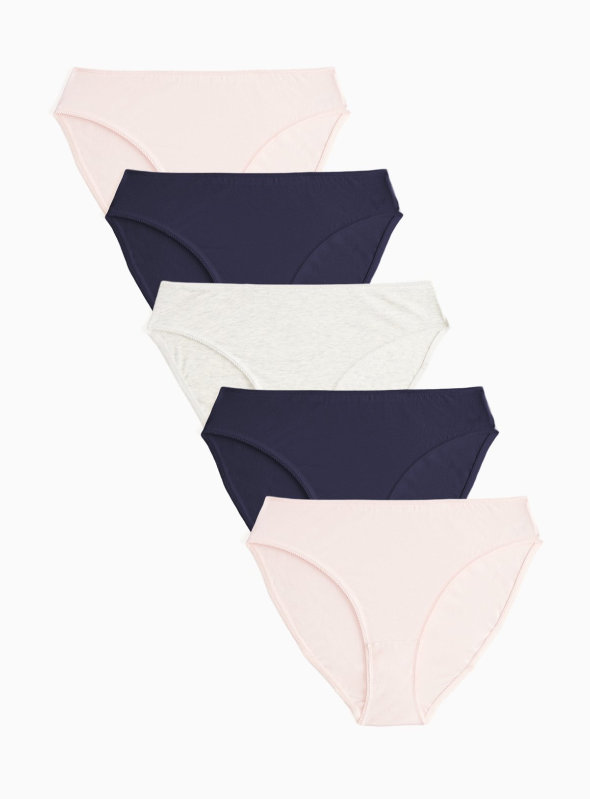 Navy & Pink High Leg Knickers 5 Pack 8 - Image 1 thumbnail
