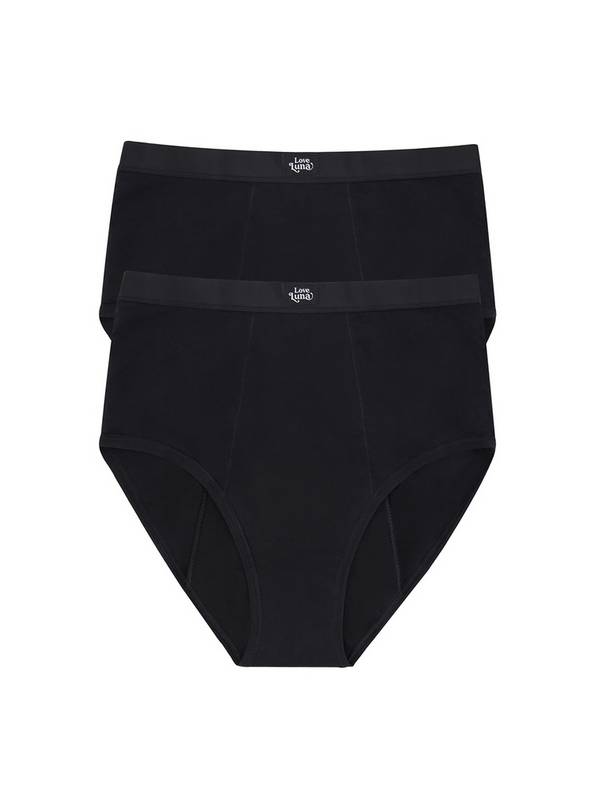 LOVE LUNA Ladies 2 Pair Pack Super Period Full Briefs 16-18