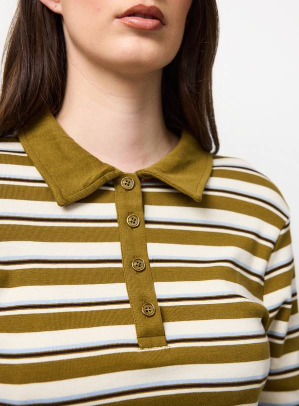 Green Striped Long Sleeve Polo Shirt 20