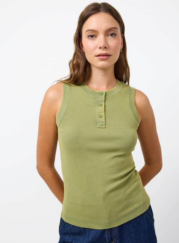 Green Ribbed Placket Detail Vest 18
