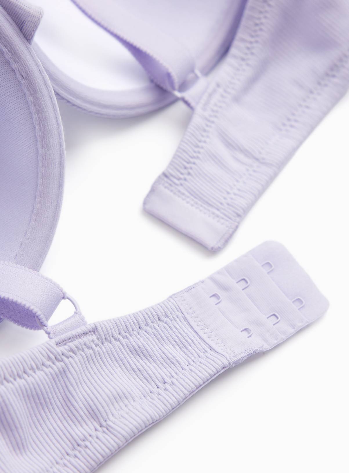 Oatmeal & Lilac Ribbed Underwired Plunge Bras 2 Pack 38C - Image 2