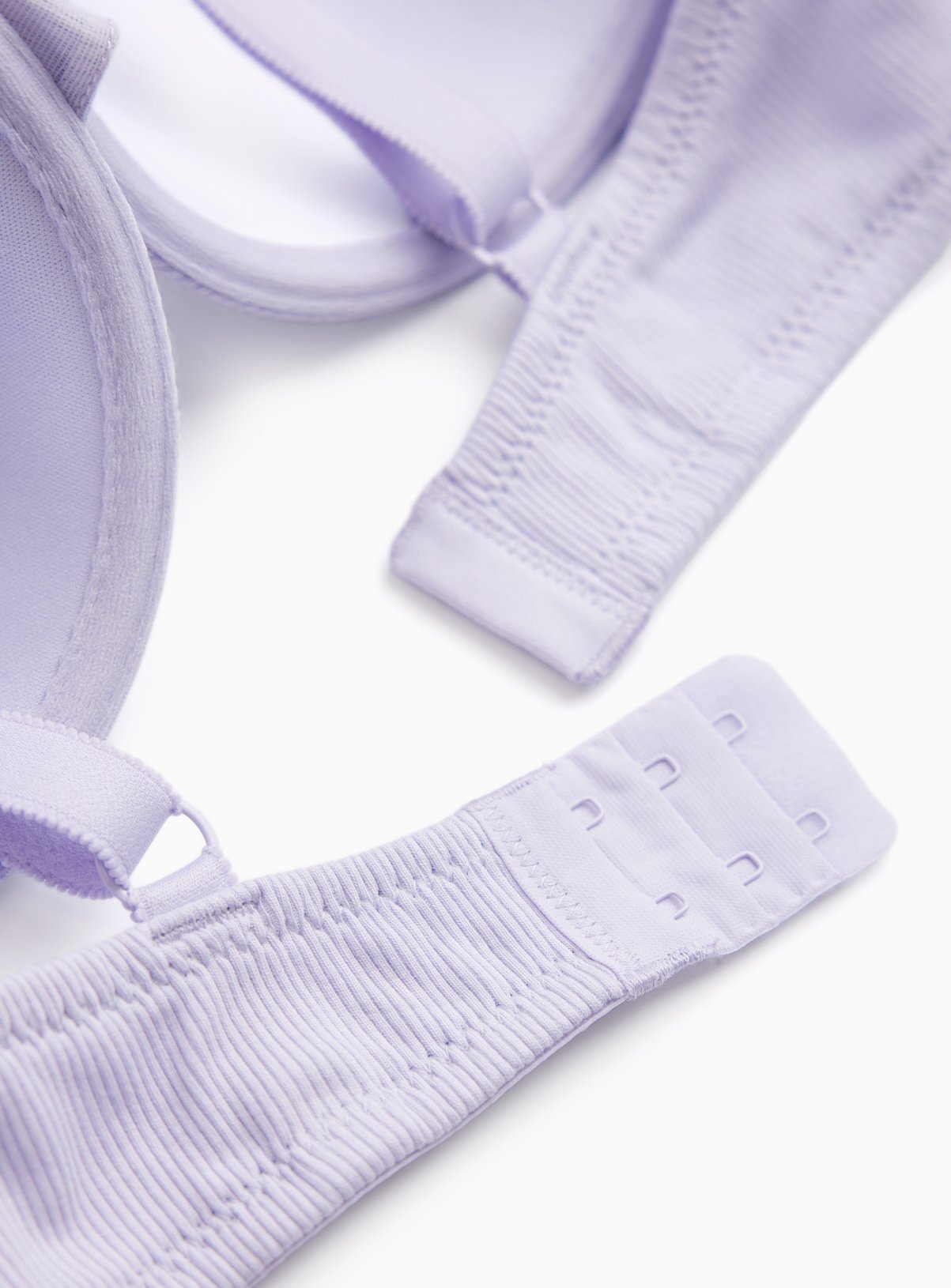 Oatmeal & Lilac Ribbed Underwired Plunge Bras 2 Pack 32A - Image 2 thumbnail