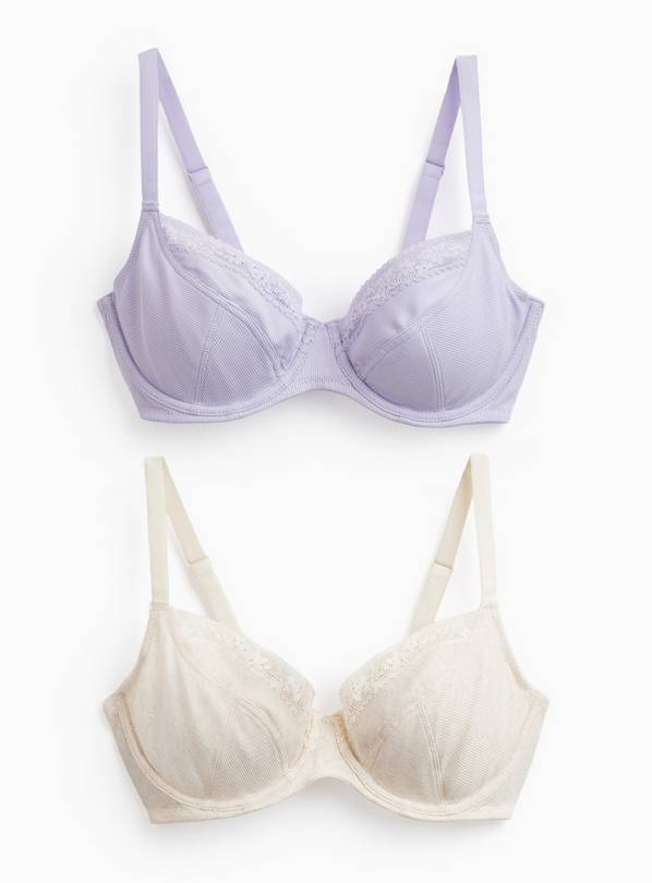DD+ Oatmeal & Lilac Plunge Bras 2 Pack 34DD