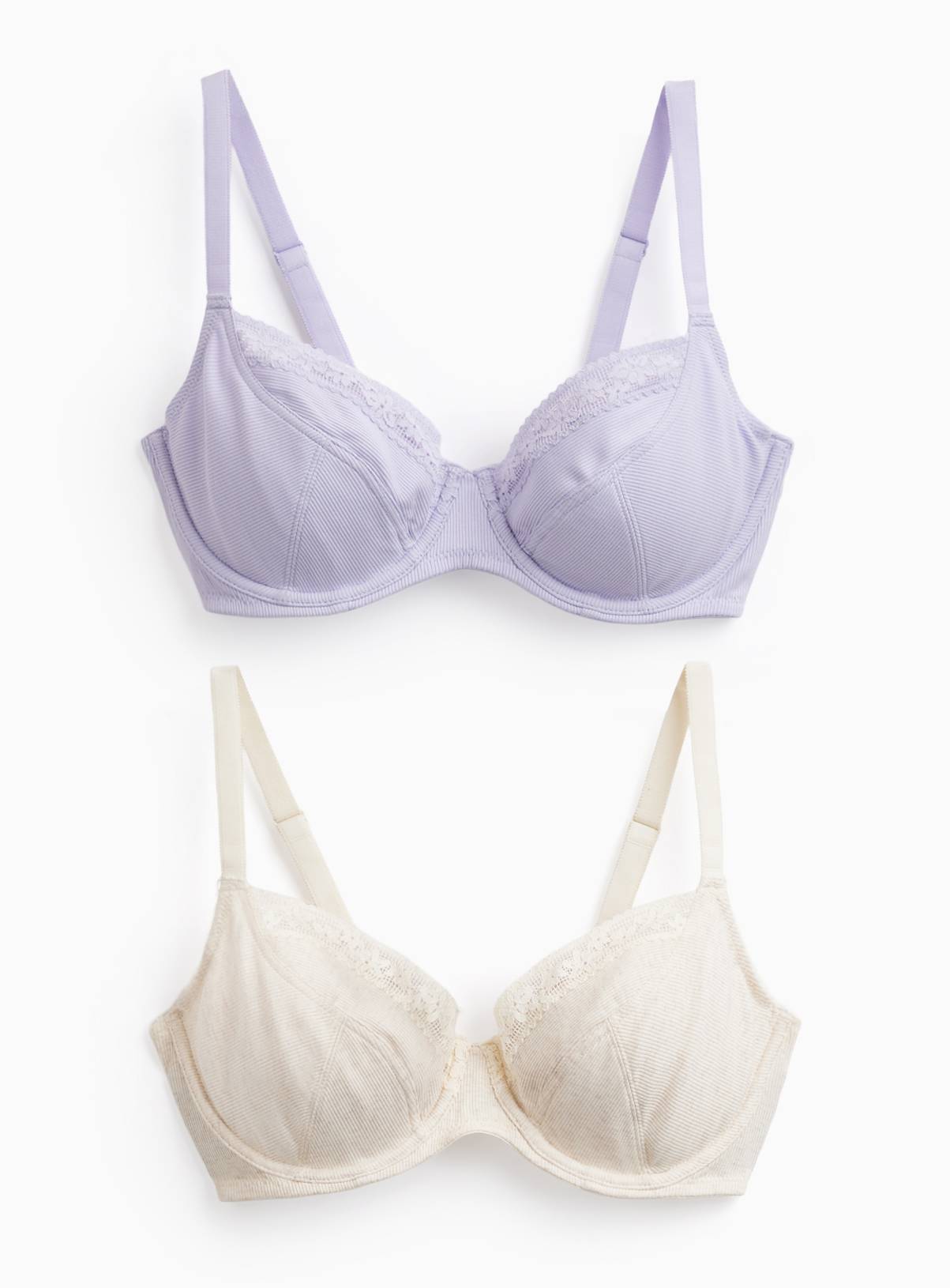 DD+ Oatmeal & Lilac Plunge Bras 2 Pack 40G - Image 1