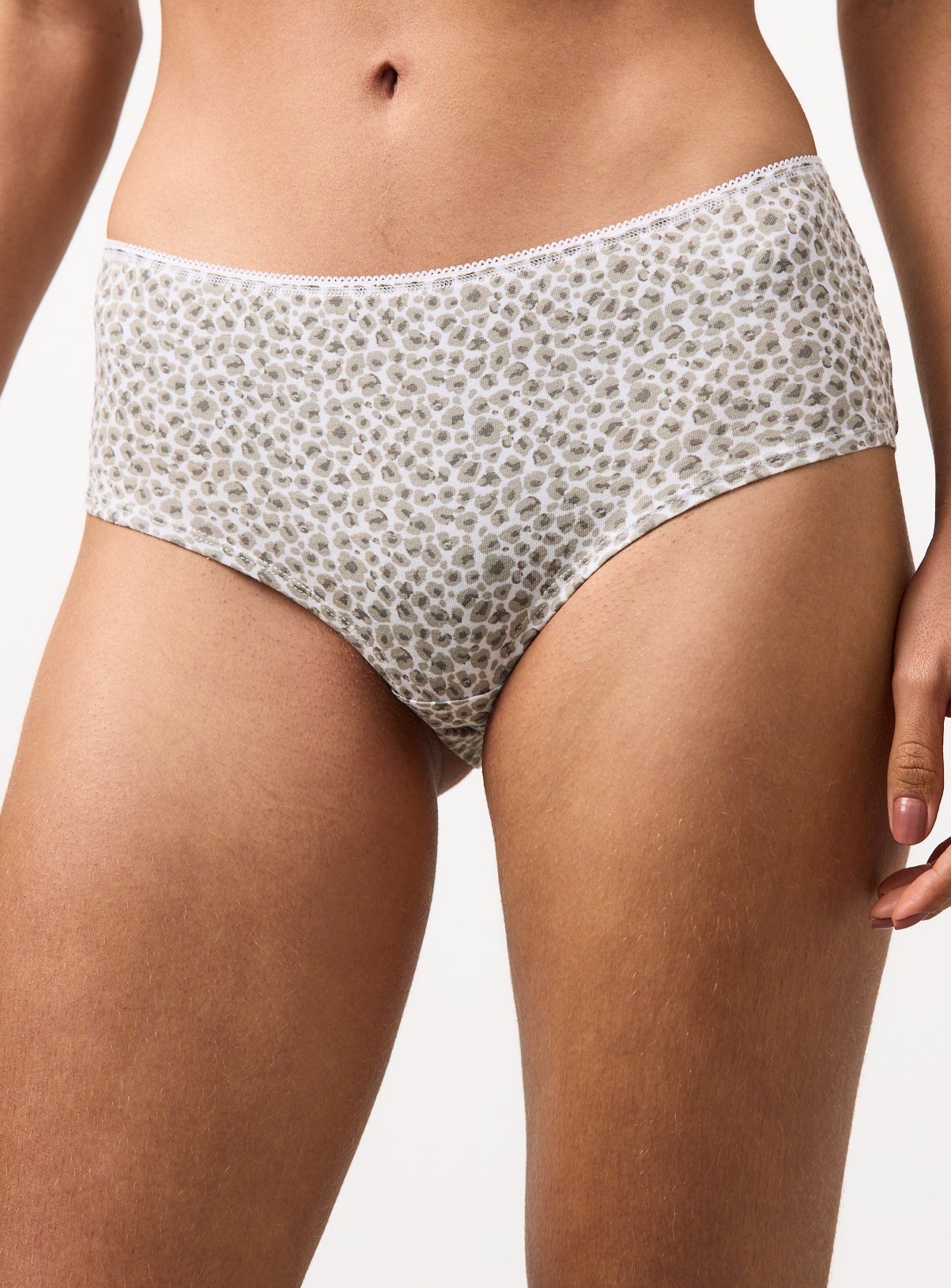 Grey Leopard Print Short Style Knickers 5 Pack 20 - Image 2 thumbnail