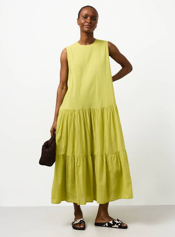 Buy Lime Drop Waist Sleeveless Tiered Dress 10 | Midaxi | Tu