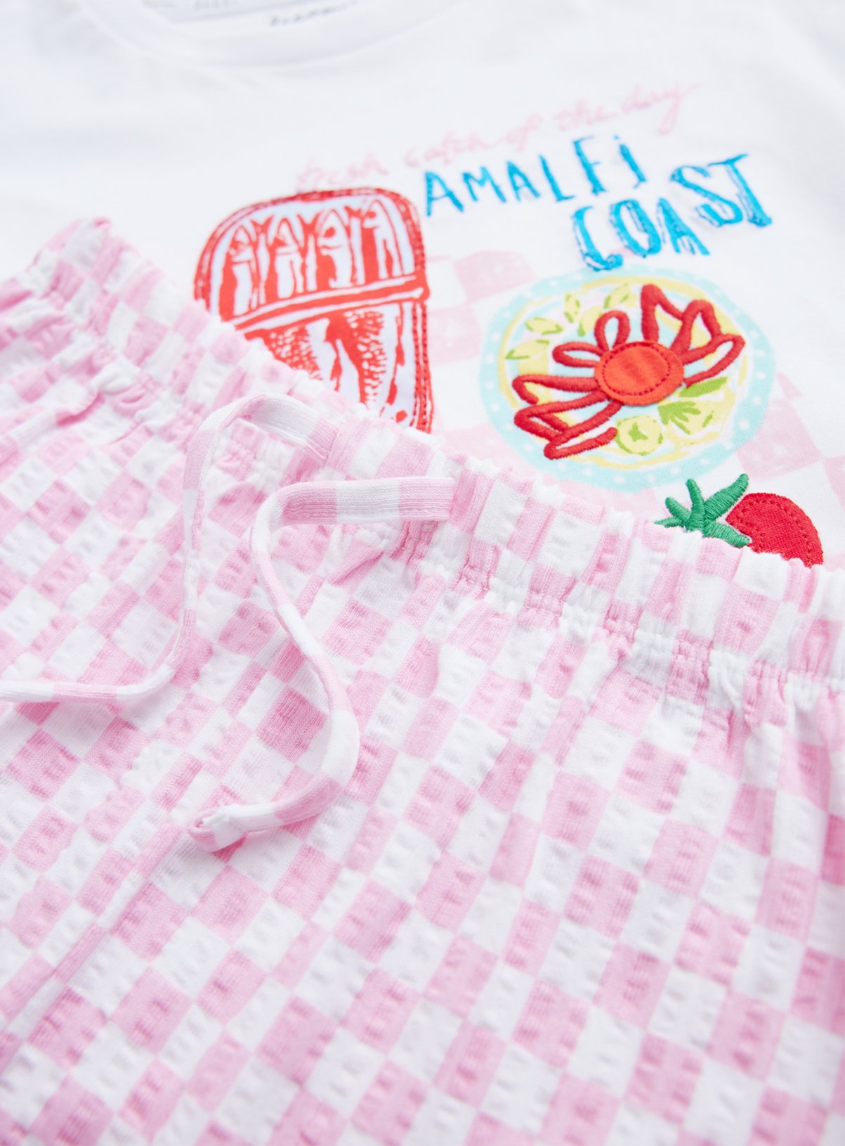 White Amalfi Coast Print Shortie Pyjamas 8-9 years - Image 2 thumbnail