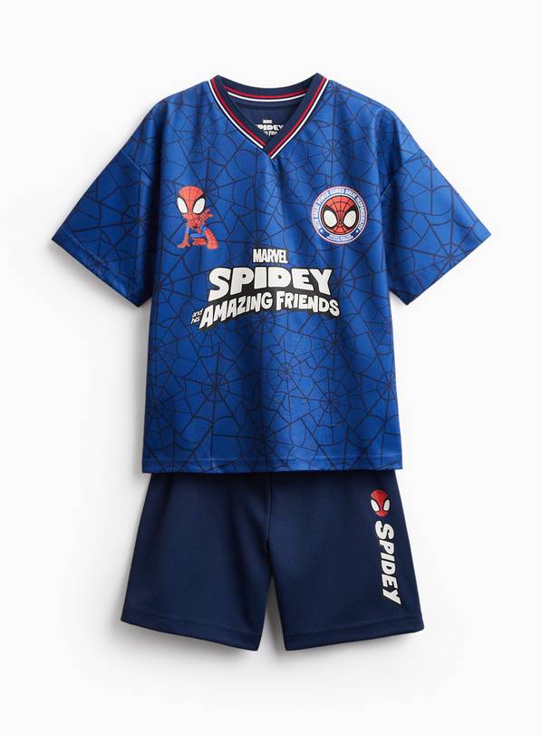 Blue Spider-Man Football Print T-Shirt & Shorts Set 9 years
