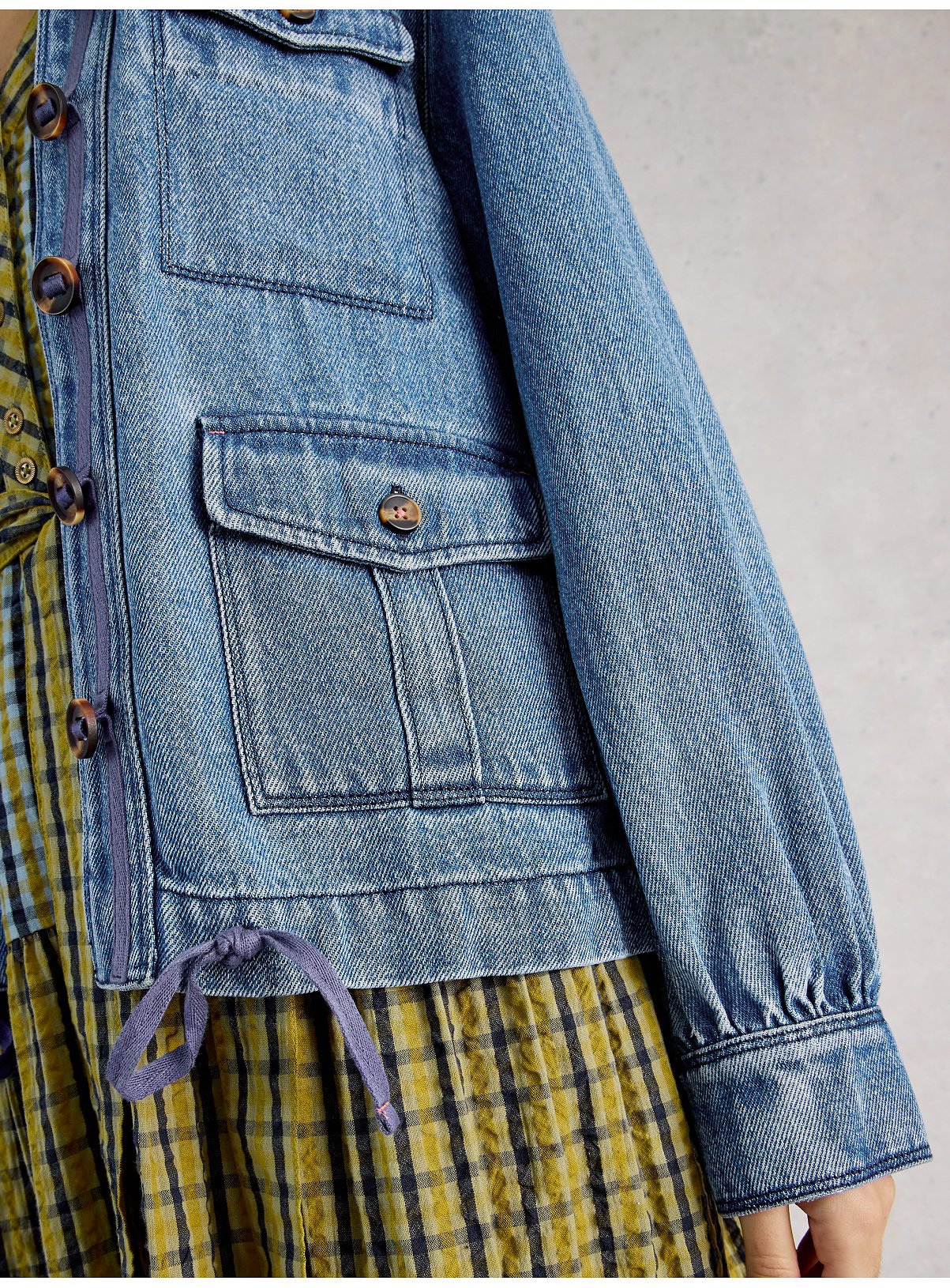 WHITE STUFF Demi Utility Denim Jacket 14 - Image 4 thumbnail