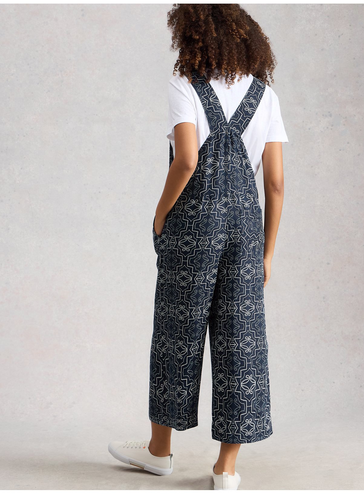 WHITE STUFF Viola Patterned Linen Dungaree 16 - Image 2 thumbnail