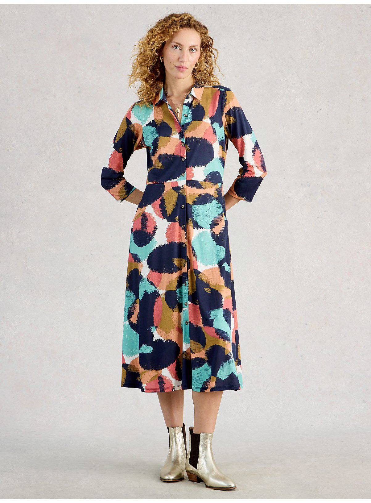 WHITE STUFF Rua Jersey Shirt Dress Navy 14 - Image 1
