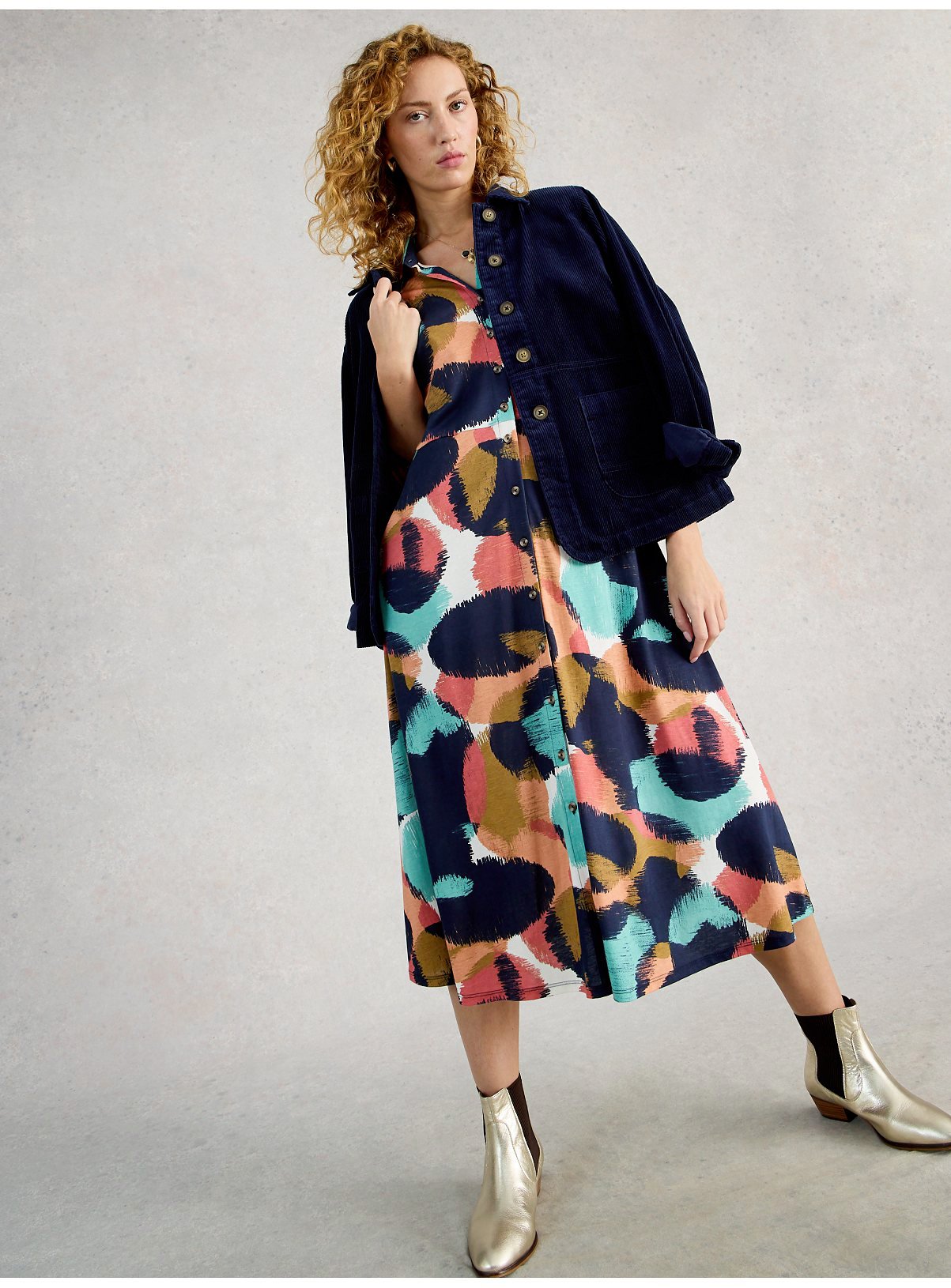 WHITE STUFF Rua Jersey Shirt Dress Navy 14 - Image 3 thumbnail