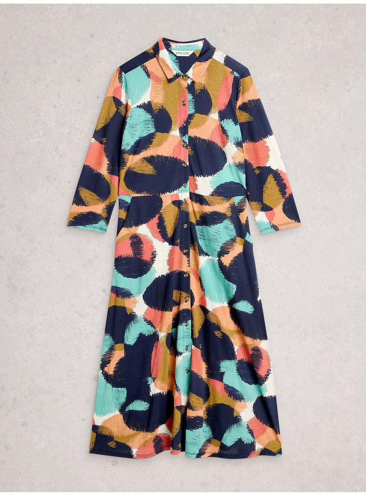 WHITE STUFF Rua Jersey Shirt Dress Navy 14 - Image 5