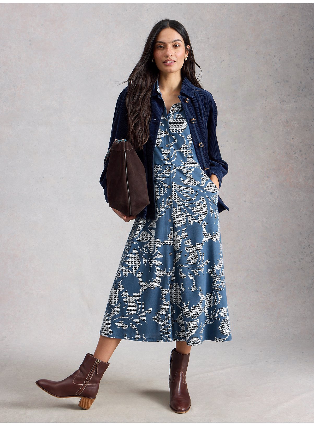 WHITE STUFF Rua Jersey Shirt Dress Blue 18 - Image 3 thumbnail
