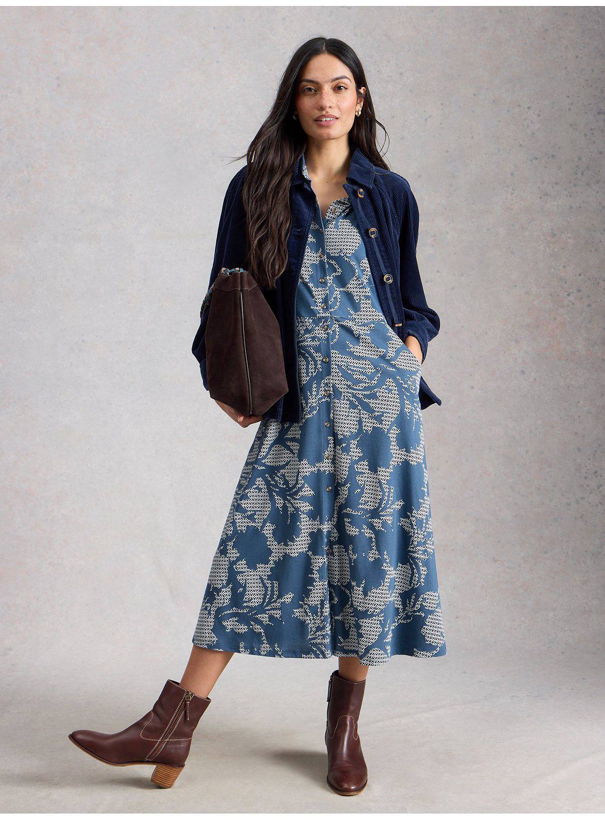 WHITE STUFF Rua Jersey Shirt Dress Blue 18 - Image 3