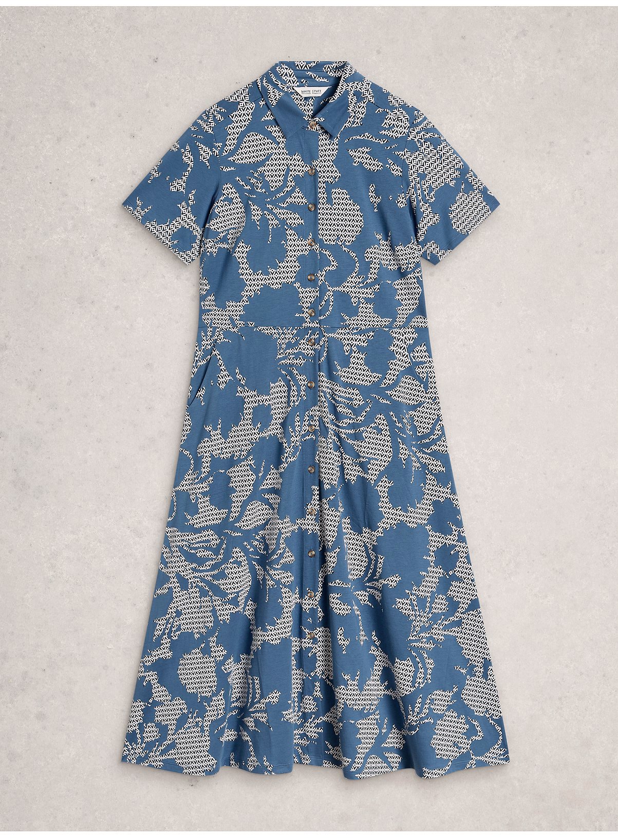 WHITE STUFF Rua Jersey Shirt Dress Blue 18 - Image 5 thumbnail