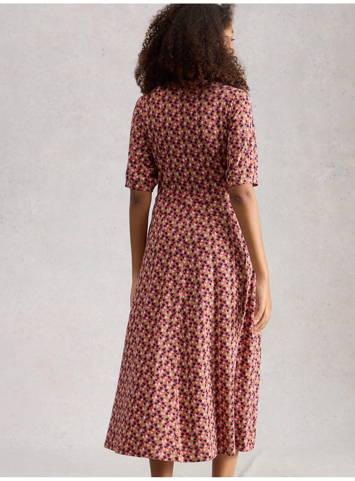 WHITE STUFF Megan Jersey Heart Print Dress Pink 8 - Image 2 thumbnail