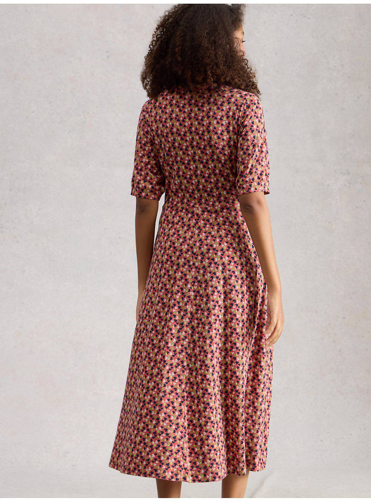 WHITE STUFF Megan Jersey Heart Print Dress Pink 8 - Image 2
