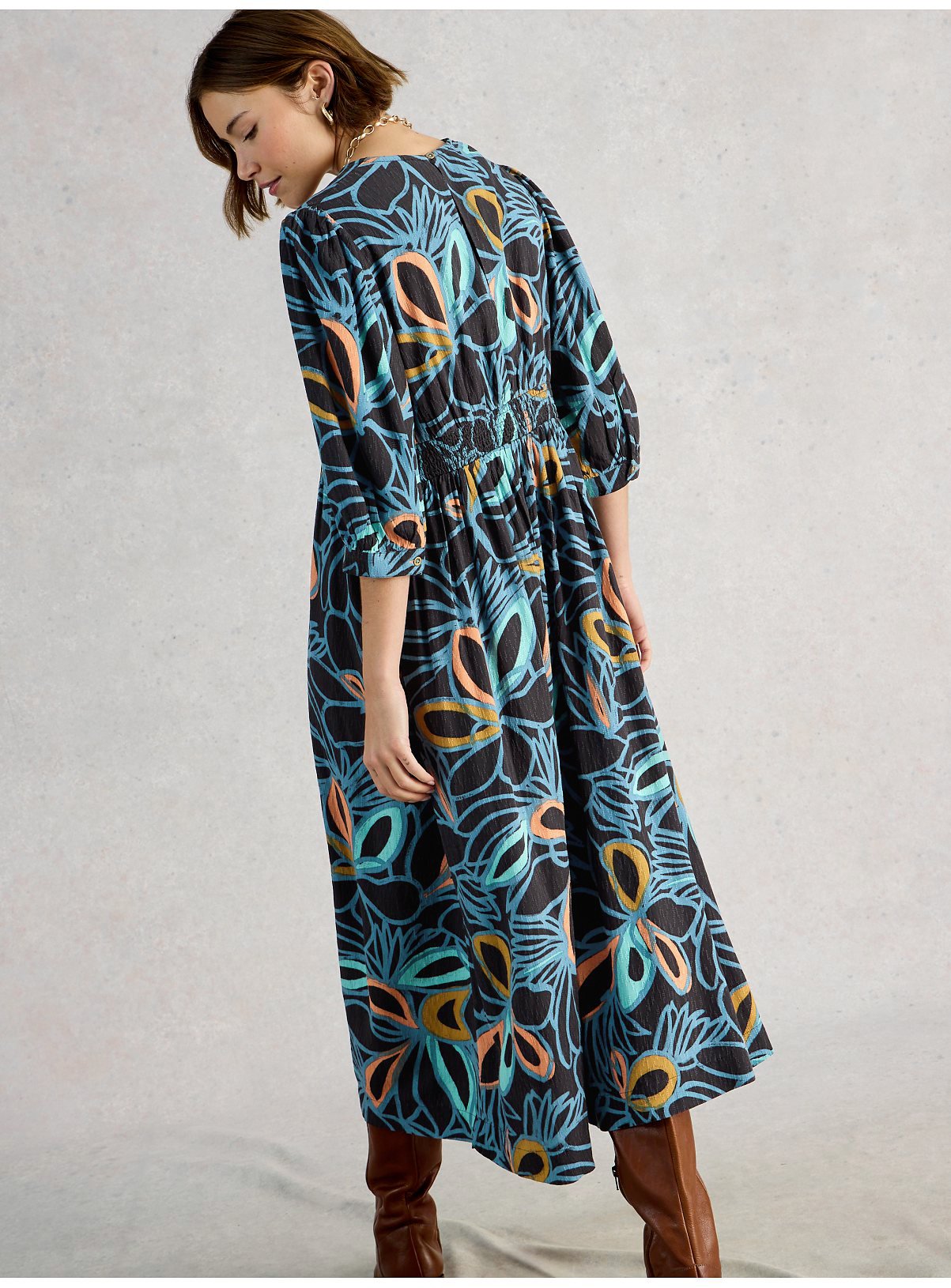 WHITE STUFF Lucy Midi Dress Black 12 - Image 2 thumbnail
