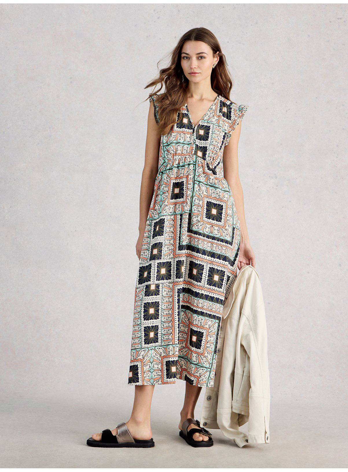 WHITE STUFF Lorna Linen Blend Midaxi Dress Ivory 14 - Image 1