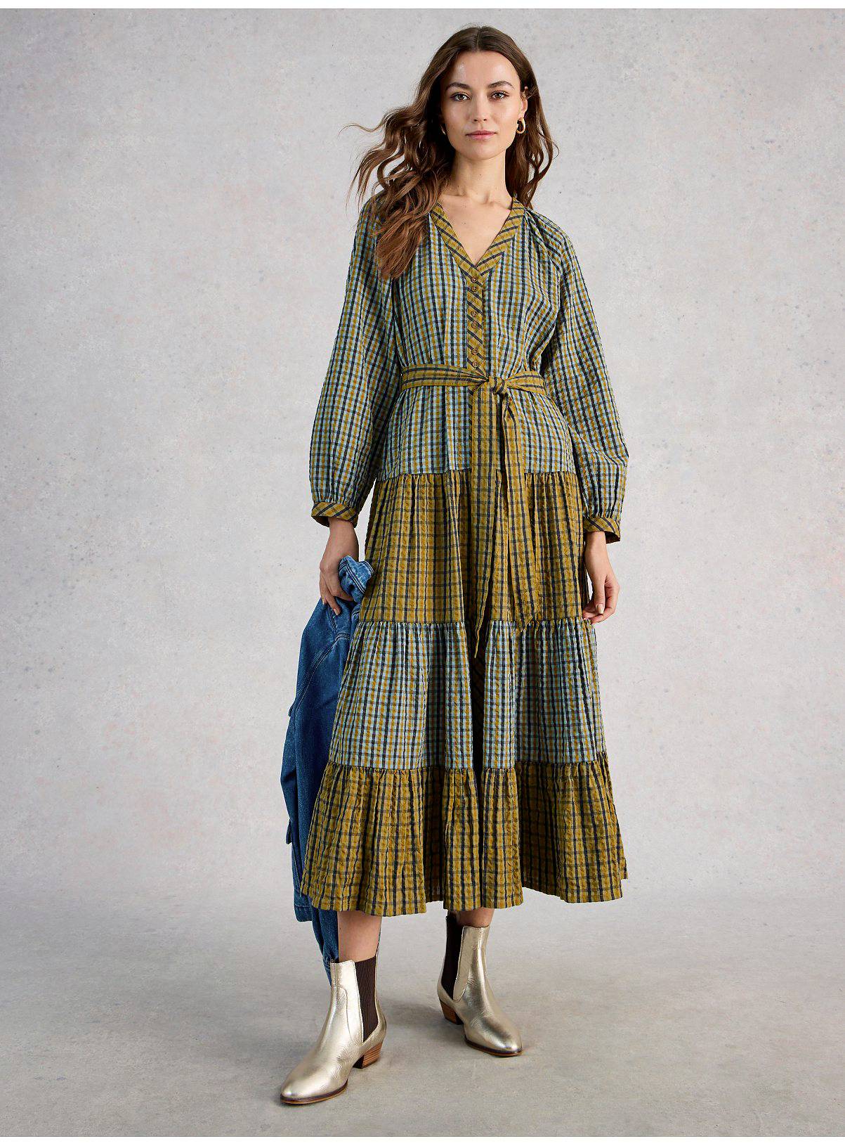 WHITE STUFF Clementine Check Midi Dress 18 - Image 1