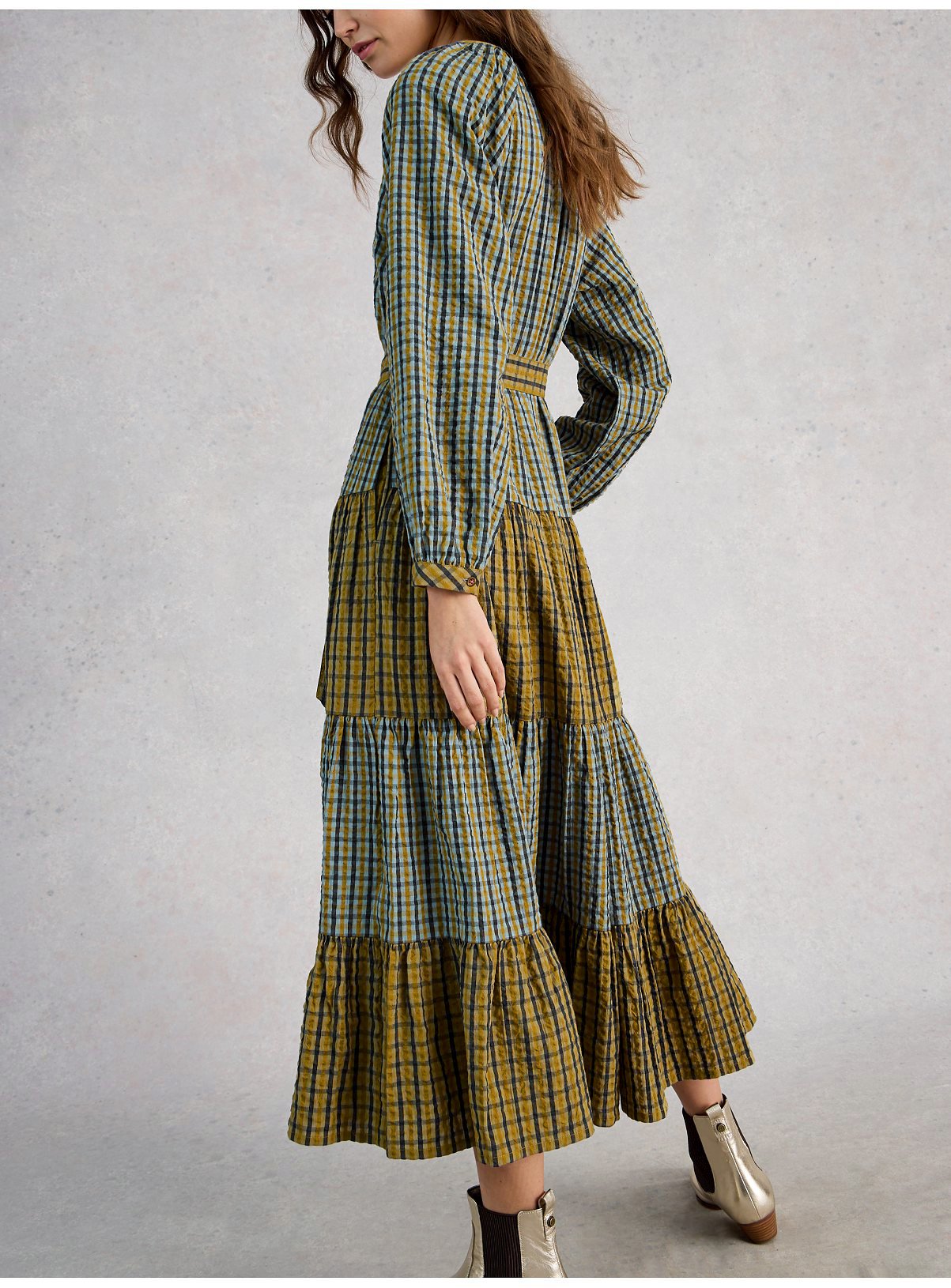 WHITE STUFF Clementine Check Midi Dress 18 - Image 2 thumbnail