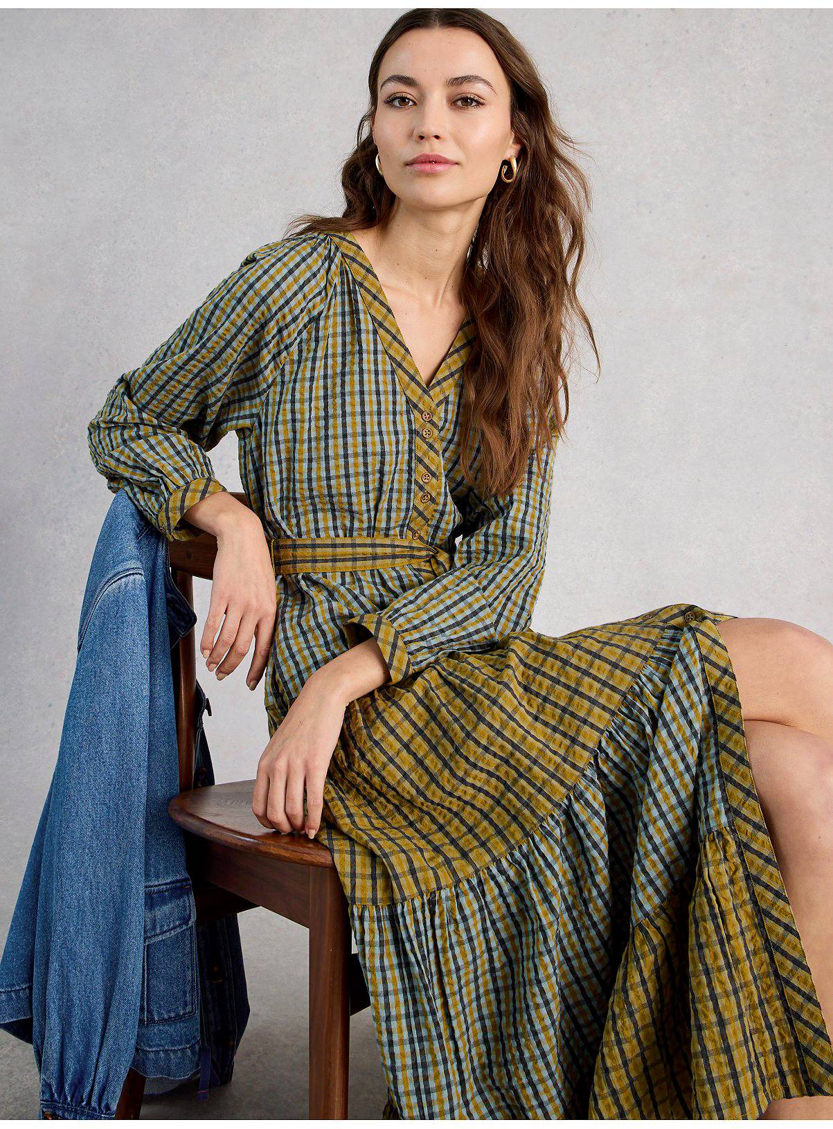 WHITE STUFF Clementine Check Midi Dress 18 - Image 3