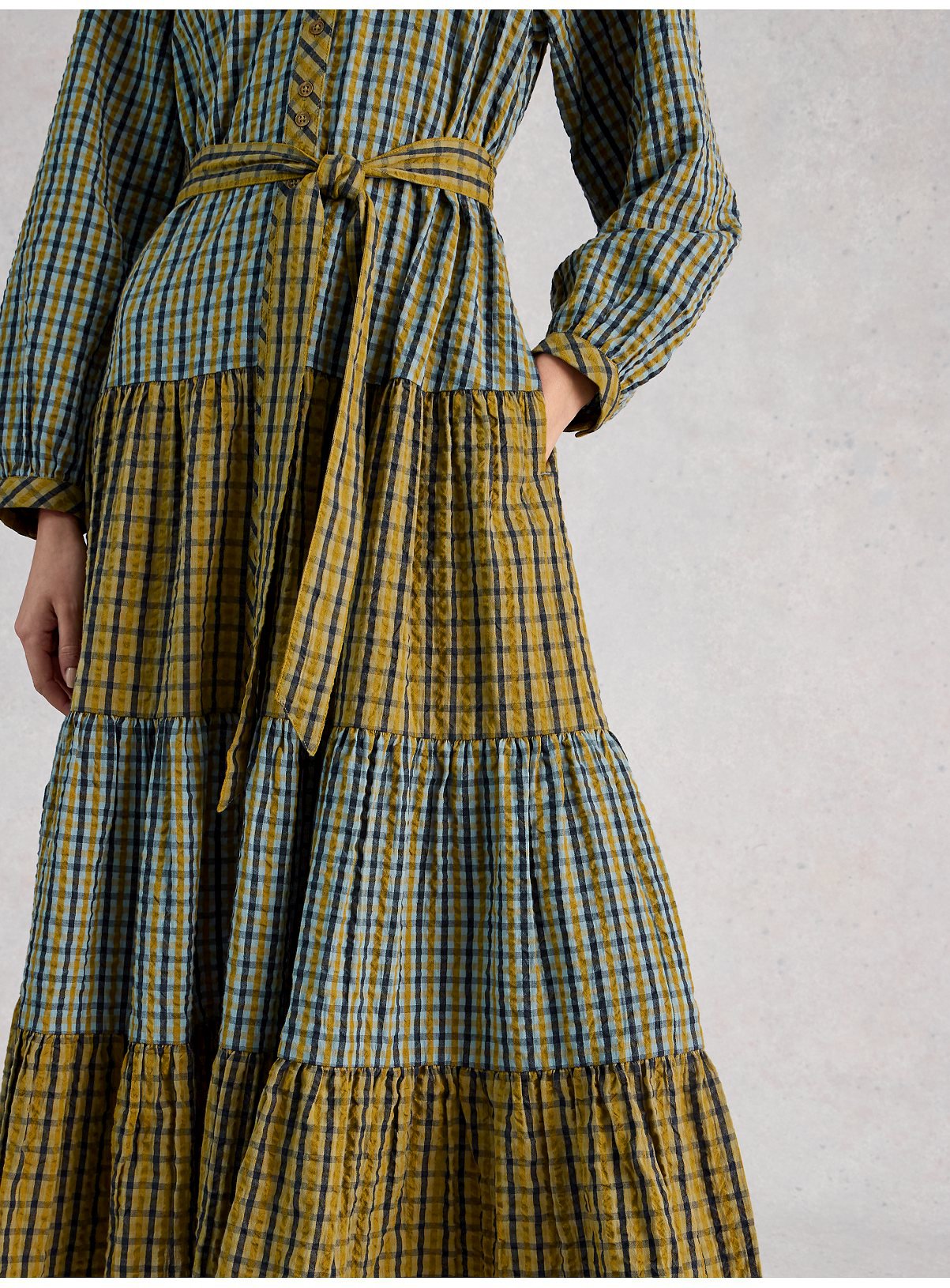 WHITE STUFF Clementine Check Midi Dress 18 - Image 4 thumbnail