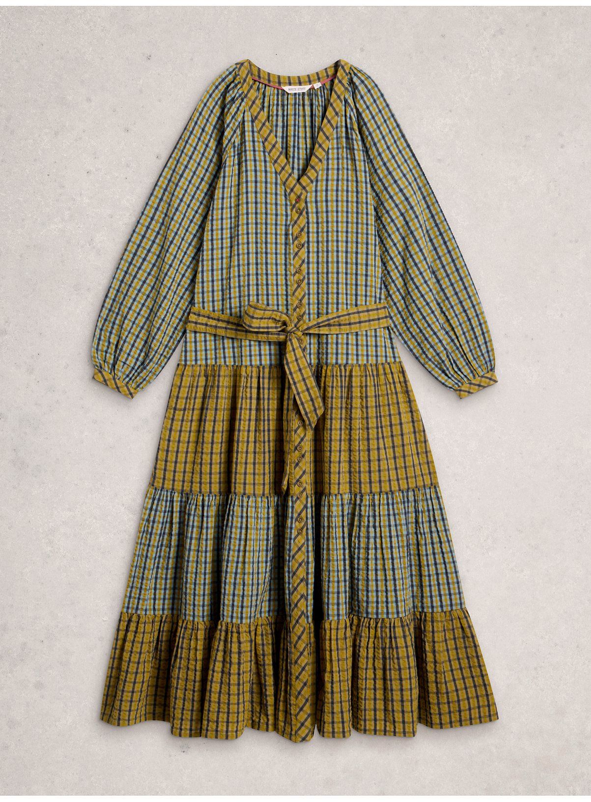 WHITE STUFF Clementine Check Midi Dress 18 - Image 5 thumbnail